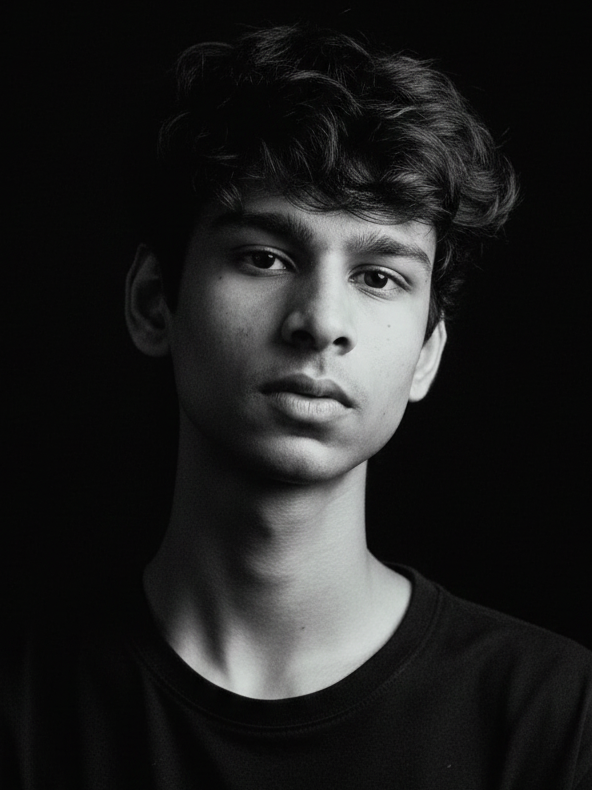 Portrait of designer in monochrome style